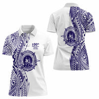 Tonga Queen Salote College 100th Years Women Polo Shirt White Tonga Kupesi Uniquely Pacific Art - Polynesian Pride