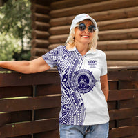 Tonga Queen Salote College 100th Years Women Polo Shirt White Tonga Kupesi Uniquely Pacific Art - Polynesian Pride