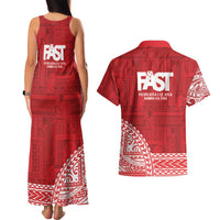 Samoa FAST Couples Matching Tank Maxi Dress and Hawaiian Shirt Samoan Motif Patterns - Polynesian Pride