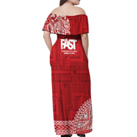 Samoa FAST Off Shoulder Maxi Dress Samoan Motif Patterns - Polynesian Pride