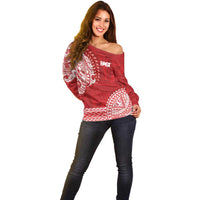 Samoa FAST Off Shoulder Sweater Samoan Motif Patterns - Polynesian Pride