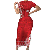 Samoa FAST Short Sleeve Bodycon Dress Samoan Motif Patterns - Polynesian Pride