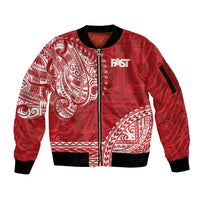 Samoa FAST Sleeve Zip Bomber Jacket Samoan Motif Patterns - Polynesian Pride