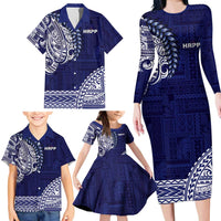 Samoa HRPP Family Matching Long Sleeve Bodycon Dress and Hawaiian Shirt Samoan Motif Patterns - Polynesian Pride