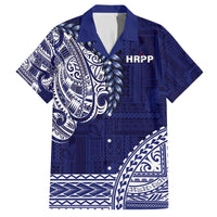 Samoa HRPP Family Matching Off The Shoulder Long Sleeve Dress and Hawaiian Shirt Samoan Motif Patterns - Polynesian Pride
