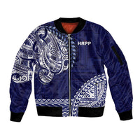 Samoa HRPP Sleeve Zip Bomber Jacket Samoan Motif Patterns - Polynesian Pride