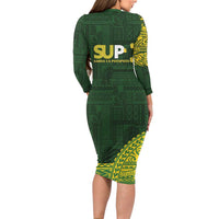 Samoa SUP Family Matching Long Sleeve Bodycon Dress and Hawaiian Shirt Samoan Motif Patterns - Polynesian Pride
