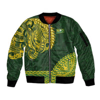 Samoa SUP Sleeve Zip Bomber Jacket Samoan Motif Patterns - Polynesian Pride