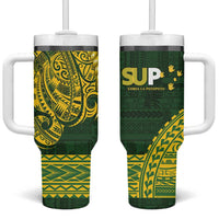 Samoa SUP Tumbler With Handle Samoan Motif Patterns - Polynesian Pride
