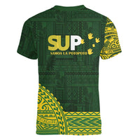 Samoa SUP Women V-Neck T-Shirt Samoan Motif Patterns - Polynesian Pride