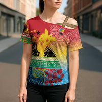 Personalised Torba PNG Day Cross Shoulder Shirt Oro Tapa Pattern - Polynesian Pride