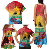 Personalised Torba PNG Day Family Matching Tank Maxi Dress and Hawaiian Shirt Oro Tapa Pattern - Polynesian Pride