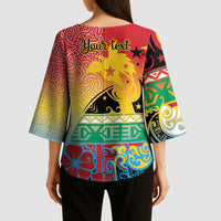 Personalised Torba PNG Day Kimono Sleeve Blouse Oro Tapa Pattern - Polynesian Pride