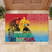 Personalised Torba PNG Day Rubber Doormat Oro Tapa Pattern - Polynesian Pride