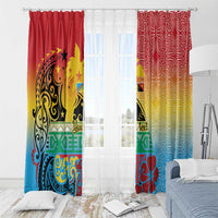 Personalised Torba PNG Day Window Curtain Oro Tapa Pattern - Polynesian Pride