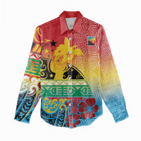 Personalised Torba PNG Day Women Casual Shirt Oro Tapa Pattern - Polynesian Pride