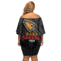 Aloha Spirit Ikaika Warrior Helmet Family Matching Off Shoulder Short Dress and Hawaiian Shirt