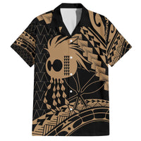 Ikaika Hawaiian Mythic Koa Tribal Warrior Family Matching Off The Shoulder Long Sleeve Dress and Hawaiian Shirt