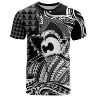 Koa Ikaika Warrior Helmet with Shark T Shirt Black Kakau Style LT9 Black - Polynesian Pride