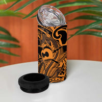 Koa Ikaika Warrior Helmet with Shark 4 in 1 Can Cooler Tumbler Gold Kakau Style
