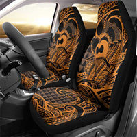 Koa Ikaika Warrior Helmet with Shark Car Seat Cover Gold Kakau Style