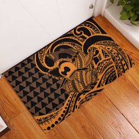 Koa Ikaika Warrior Helmet with Shark Rubber Doormat Gold Kakau Style LT9 - Polynesian Pride