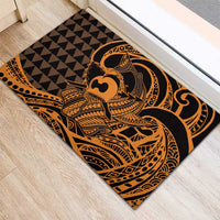 Koa Ikaika Warrior Helmet with Shark Rubber Doormat Gold Kakau Style LT9 - Polynesian Pride