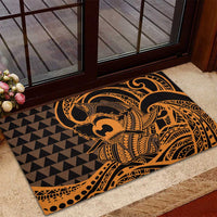 Koa Ikaika Warrior Helmet with Shark Rubber Doormat Gold Kakau Style LT9 - Polynesian Pride