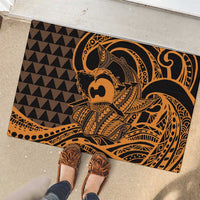 Koa Ikaika Warrior Helmet with Shark Rubber Doormat Gold Kakau Style LT9 - Polynesian Pride