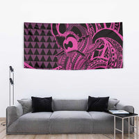 Koa Ikaika Warrior Helmet with Shark Tapestry Pink Kakau Style