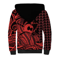 Koa Ikaika Warrior Helmet with Shark Sherpa Hoodie Red Kakau Style