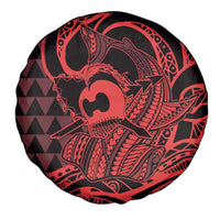 Koa Ikaika Warrior Helmet with Shark Spare Tire Cover Red Kakau Style LT9 - Polynesian Pride