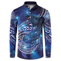 North Island Kokako and South Island Kokako Button Sweatshirt New Zealand Native Bird with Galaxy Vibe