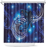 North Island Kokako and South Island Kokako Shower Curtain New Zealand Native Bird with Galaxy Vibe