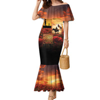 ANZAC Day Film Reel Lest We Forget Family Matching Mermaid Dress and Hawaiian Shirt Australia NZ Memorial LT9 Mom's Dress Red - Polynesian Pride