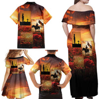 ANZAC Day Film Reel Lest We Forget Family Matching Off Shoulder Maxi Dress and Hawaiian Shirt Australia NZ Memorial
