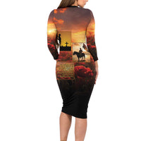 ANZAC Day Film Reel Lest We Forget Long Sleeve Bodycon Dress Australia NZ Memorial