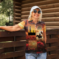 ANZAC Day Film Reel Lest We Forget Women Polo Shirt Australia NZ Memorial