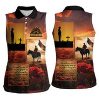 ANZAC Day Film Reel Lest We Forget Women Sleeveless Polo Shirt Australia NZ Memorial