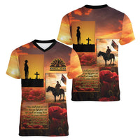 ANZAC Day Film Reel Lest We Forget Women V-Neck T-Shirt Australia NZ Memorial