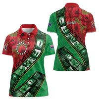 Personalised Cook Islands ANZAC 1915-2026 Filmstrip Women Polo Shirt Lest We Forget 25 April