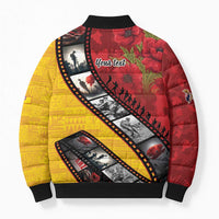 Personalised Niue ANZAC 1915-2026 Filmstrip Bomber Puffer Jacket Lest We Forget 25 April