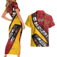 Personalised Niue ANZAC 1915-2026 Filmstrip Couples Matching Short Sleeve Bodycon Dress and Hawaiian Shirt Lest We Forget 25 April