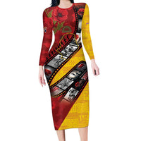 Personalised Niue ANZAC 1915-2026 Filmstrip Family Matching Long Sleeve Bodycon Dress and Hawaiian Shirt Lest We Forget 25 April