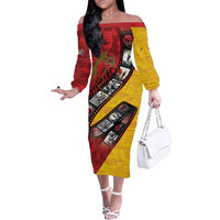 Personalised Niue ANZAC 1915-2026 Filmstrip Family Matching Off The Shoulder Long Sleeve Dress and Hawaiian Shirt Lest We Forget 25 April