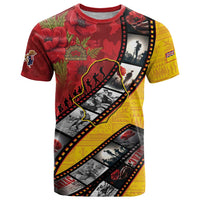 Personalised Niue ANZAC 1915-2026 Filmstrip T Shirt Lest We Forget 25 April LT9 Gold - Polynesian Pride
