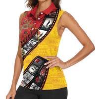 Personalised Niue ANZAC 1915-2026 Filmstrip Women Sleeveless Polo Shirt Lest We Forget 25 April