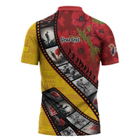 Personalised Niue ANZAC 1915-2026 Filmstrip Zipper Polo Shirt Lest We Forget 25 April