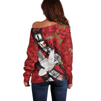 Personalised Tonga ANZAC 1915-2026 Filmstrip Off Shoulder Sweater Lest We Forget 25 April