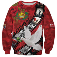 Personalised Tonga ANZAC 1915-2026 Filmstrip Sweatshirt Lest We Forget 25 April LT9 Unisex Red - Polynesian Pride